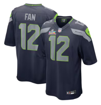 12s ,Seattle Seahawks Nike Super Bowl LX Patch Game Jersey - Col
